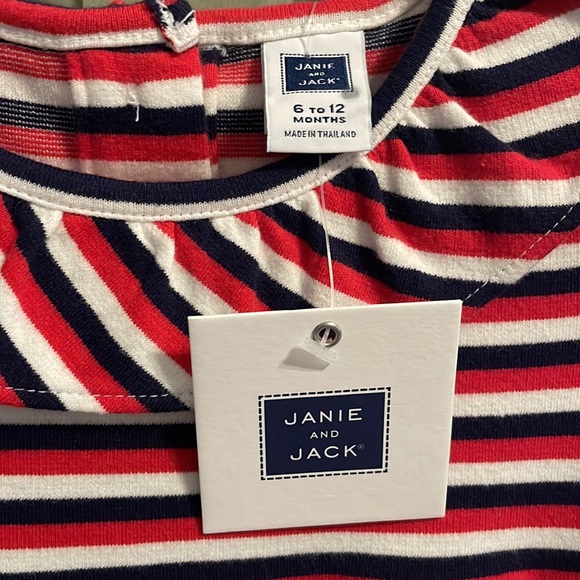 Janie & Jack Striped Ruffle Patriotic Casual Dress - Picture 4 of 9